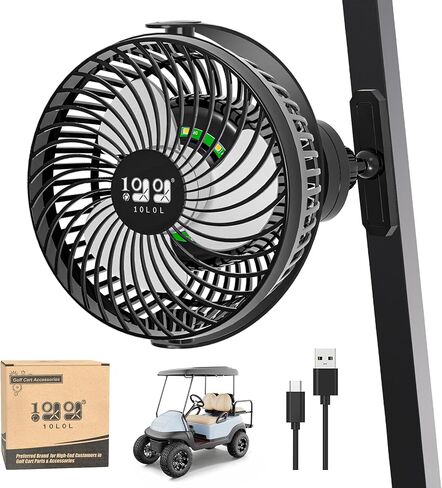 Magnetic Fans for EZGO Club Car Yamaha Golf Carts, Low Noise, 3-Speed Settings 360° Rotatable with Magnetic Mount Base, 8000mAh Large Battery in Saudi Arabia