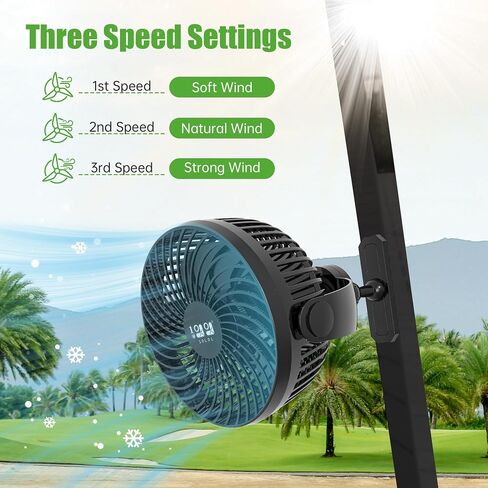 Magnetic Fans for EZGO Club Car Yamaha Golf Carts, Low Noise, 3-Speed Settings 360° Rotatable with Magnetic Mount Base, 8000mAh Large Battery in Saudi Arabia
