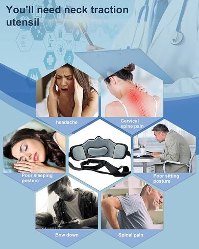أرجوحة نقالة الرقبة المحمولة ، جهاز جر عنق عنق الرحم لتخفيف آلام الرقبة على الباب للاستخدام المنزلي ، وعلاج العلاج الطبيعي لإلصاق الرقبة للرجال والنساء (قطعة واحدة أسود) in Kuwait