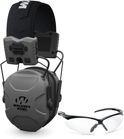 Walker's XCEL 500BT Digital Electronic Muff with Voice Clarity and Bluetooth and Crosshair Sport Shooting Glasses Bundle (2 Items) in Kuwait