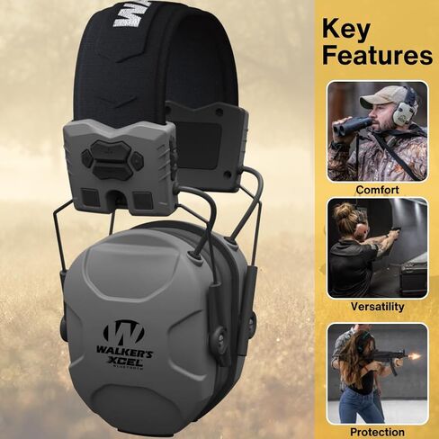 Walker's XCEL 500BT Digital Electronic Muff with Voice Clarity and Bluetooth and Crosshair Sport Shooting Glasses Bundle (2 Items) in Kuwait
