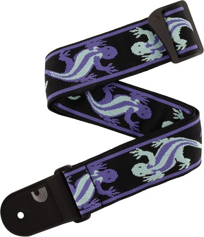 D'Addario Guitar Strap - Acoustic & Electric Guitar Accessories - Eco Leather Ends - Vintage Lizard, Green & Blue in Saudi Arabia