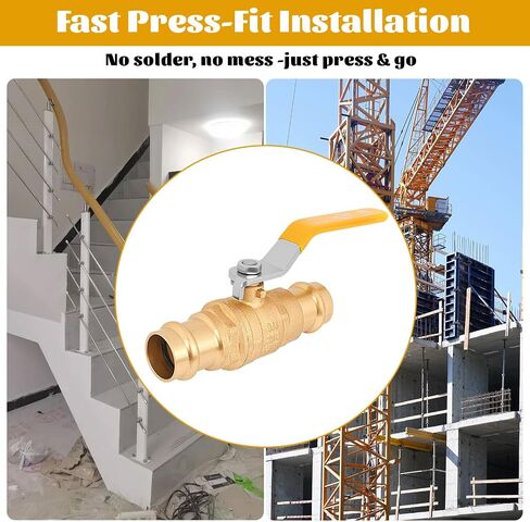 3/4" Pro Press Ball Valve – Lead-Free Pro Press Brass Shut-Off Valve for Copper Tubing, Full Port, Heavy-Duty Construction, Extended Stem with Dual EPDM O-Rings, ProPress Fittings 3/4‘’ - 2PCS in Saudi Arabia