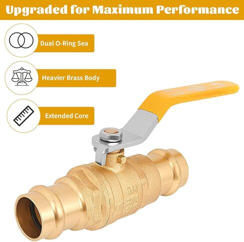 3/4" Pro Press Ball Valve – Lead-Free Pro Press Brass Shut-Off Valve for Copper Tubing, Full Port, Heavy-Duty Construction, Extended Stem with Dual EPDM O-Rings, ProPress Fittings 3/4‘’ - 2PCS in Saudi Arabia
