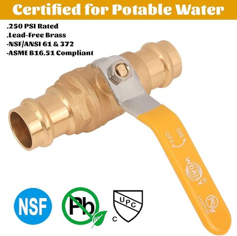 3/4" Pro Press Ball Valve – Lead-Free Pro Press Brass Shut-Off Valve for Copper Tubing, Full Port, Heavy-Duty Construction, Extended Stem with Dual EPDM O-Rings, ProPress Fittings 3/4‘’ - 2PCS in Saudi Arabia