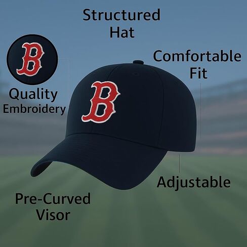 Officially Licensed Boston Baseball Navy MVP Hat Classic Primary Team Logo Adjustable Red/White Structured Sox Cap in Saudi Arabia