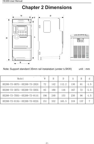 Frequency Converter 220 to 380 v-f-d Single Phase Input Three Phase Output 1.5 kW/2.2KW/3.7KW/5.5KW/7.5KW(HE100-7.5KW) in Saudi Arabia