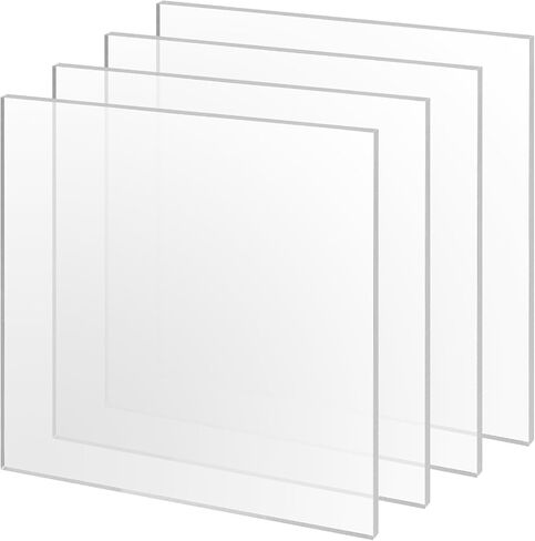 Jeuihau 4 PCS 12 × 12 × 3/8 بوصة صفيحة أكريليك شبكيات ، لوحة زجاجية بلاستيكية مربعة شفافة مع أفلام واقية لمشروع DIY ، ديكور المنزل ، العلامات ، الحرف in Saudi Arabia
