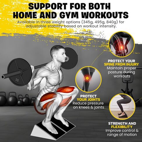 Adjustable Squat Wedge Set, Non-Slip Calf Stretch Slant Board for Heel Elevated Squats, Mobility & Strength, 3 Heights (3.3-8.3cm), Durable Rubber, Storage Bag in Saudi Arabia