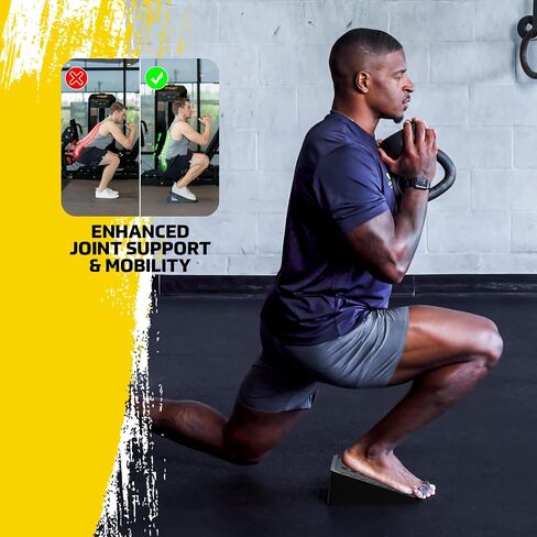 Adjustable Squat Wedge Set, Non-Slip Calf Stretch Slant Board for Heel Elevated Squats, Mobility & Strength, 3 Heights (3.3-8.3cm), Durable Rubber, Storage Bag in Saudi Arabia