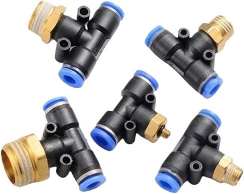5/10pcs pb tee t type pneumatic metting connector Quick Connector 6-12 مم أنبوب خرطوم إلى 1/8 1/4 3/8 1/2 مقرن ضاغط الهواء (PB12-04،10pcs) in Kuwait