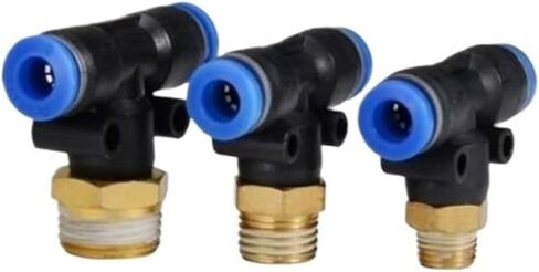 5/10pcs pb tee t type pneumatic metting connector Quick Connector 6-12 مم أنبوب خرطوم إلى 1/8 1/4 3/8 1/2 مقرن ضاغط الهواء (PB12-04،10pcs) in Kuwait