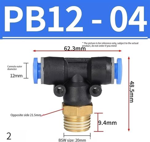 5/10pcs pb tee t type pneumatic metting connector Quick Connector 6-12 مم أنبوب خرطوم إلى 1/8 1/4 3/8 1/2 مقرن ضاغط الهواء (PB12-04،10pcs) in Kuwait
