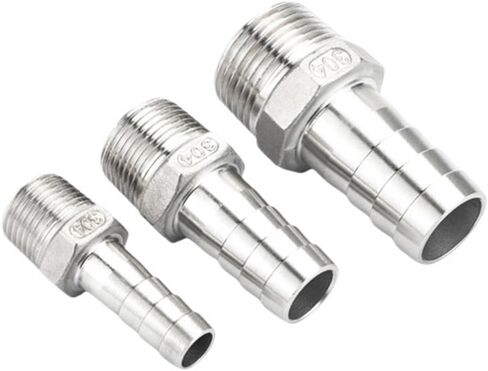 خرطوم بارب موصل 304 الفولاذ المقاوم للصدأ 1/8 "1/4" 3/8 "1/2" BSPT الذكور أنبوب الخيط المناسب موصل توصيل باغودا باغودا (20 ملم ، 1/2 ") in Saudi Arabia