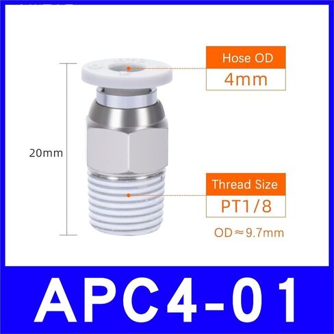 1PCS Straight Thread Quick PlugJoint APC4 6 8 10 12 16-M5 01 02 03 04 Pneumatic Fitting Air Quick Connector(APC10-01) in Saudi Arabia
