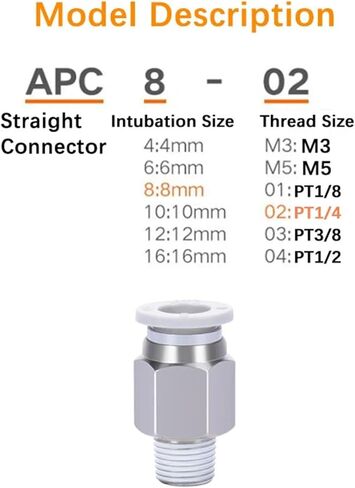 1PCS Straight Thread Quick PlugJoint APC4 6 8 10 12 16-M5 01 02 03 04 Pneumatic Fitting Air Quick Connector(APC10-01) in Saudi Arabia