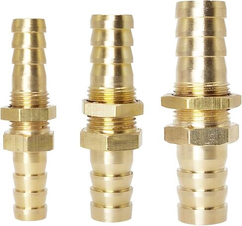1PCS Pipe 6 8 10 12 14 16mm Hose Barb Bulkhead Brass Barbed Tube Pipe Fitting Coupler Connector Adapter For Fuel Gas Water Copper(16mm) in Saudi Arabia