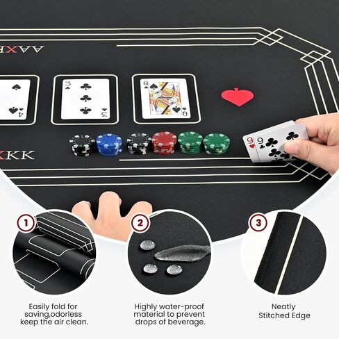47 x 27 Inch 4-6 Person Small Black Texas Hold'em Poker Mat Portable Poker Table Tops Cards Game Mat Pad Topper Waterproof, Easily Clean & Glide Over, Anti-Slip, Odorless in Saudi Arabia