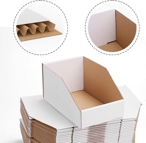 EXYGLO Cardboard Boxes, Pack of 35 Corrugated Storage Bins 12x8x4.5 inch Pantry Organizer Bins for Shelves Garage Office Organization in Kuwait