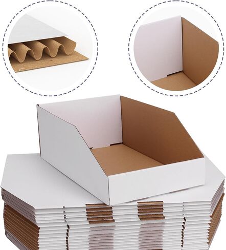 EXYGLO Cardboard Boxes, Pack of 35 Corrugated Storage Bins 12x8x4.5 inch Pantry Organizer Bins for Shelves Garage Office Organization in Kuwait