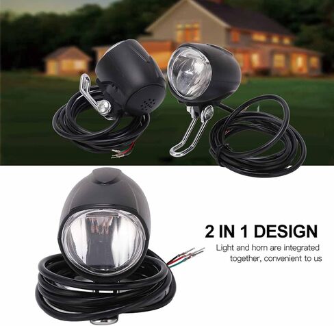 18-100V 3W 35LUX Ebike Headlight 2 Pin,Universal Voltage 2 in 1 Headlight Front Light,2 In1 Bike Light and Horn LED Lamp for Electric Bicycle in Saudi Arabia