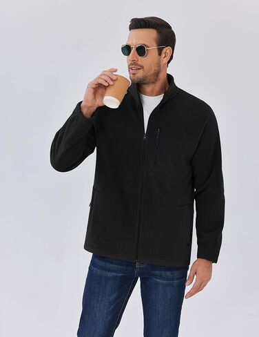 جاكيتات الصوف الصوفية للرجال Coofandy الكامل Zip Raglan Long Sleeve Lightweight Lighted Outdoor Warm Scedt مع جيوب in Saudi Arabia