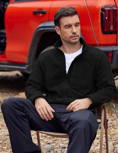 جاكيتات الصوف الصوفية للرجال Coofandy الكامل Zip Raglan Long Sleeve Lightweight Lighted Outdoor Warm Scedt مع جيوب in Saudi Arabia