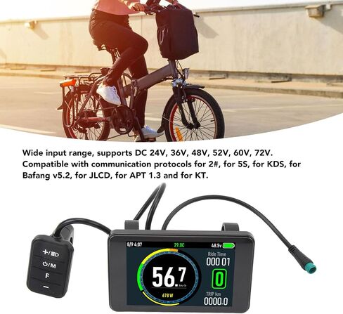 Ejoyous Electric LCD Display, Electric T8 LCD Display Colorful Screen 24V 36V 48V 52V 60V 72V Waterproof Electric LCD Display Panel for Replacement in Saudi Arabia