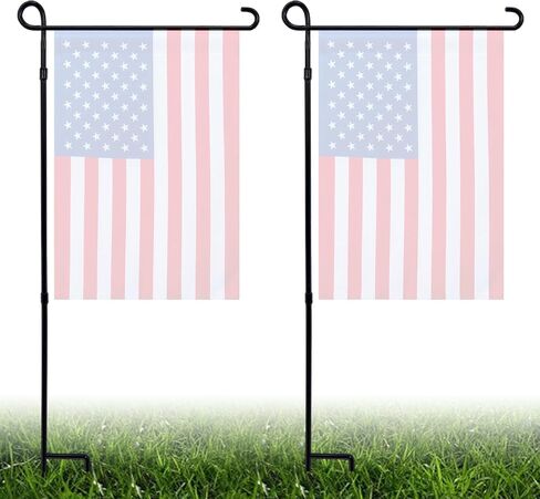 Garden Flag Holder Stand, 6mm Weather-Proof Yard Flag Pole Black Metal Powder-Coated Flagpole with Tiger Clip and Rubber Stopper for Garden Flags Outdoor Decoration in Saudi Arabia