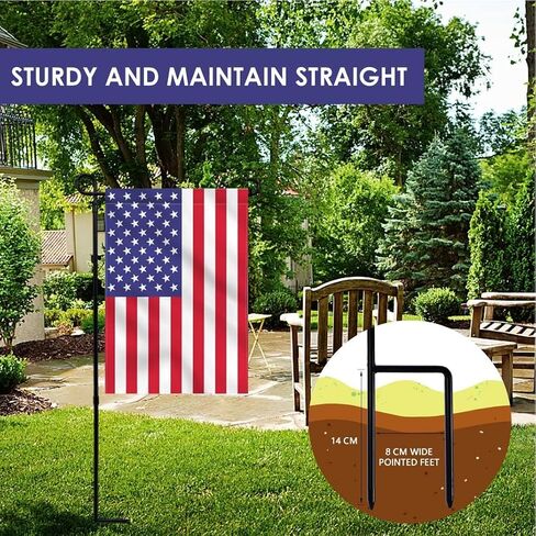 Garden Flag Holder Stand, 6mm Weather-Proof Yard Flag Pole Black Metal Powder-Coated Flagpole with Tiger Clip and Rubber Stopper for Garden Flags Outdoor Decoration in Saudi Arabia