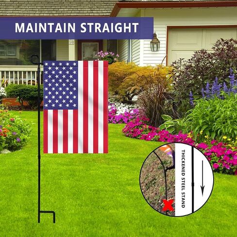 Garden Flag Holder Stand, 6mm Weather-Proof Yard Flag Pole Black Metal Powder-Coated Flagpole with Tiger Clip and Rubber Stopper for Garden Flags Outdoor Decoration in Saudi Arabia