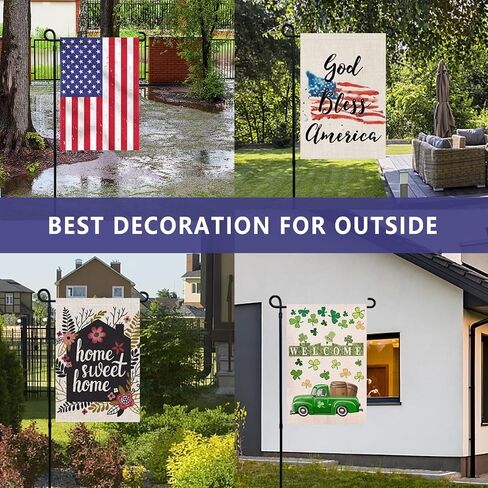 Garden Flag Holder Stand, 6mm Weather-Proof Yard Flag Pole Black Metal Powder-Coated Flagpole with Tiger Clip and Rubber Stopper for Garden Flags Outdoor Decoration in Saudi Arabia