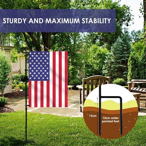 YEAHOME Garden Flag Holder Stand, 6mm Weather-Proof Yard Flag Pole Black Metal Powder-Coated Flagpole with Tiger Clip and Rubber Stopper for Garden Flags Outdoor Decoration in Kuwait
