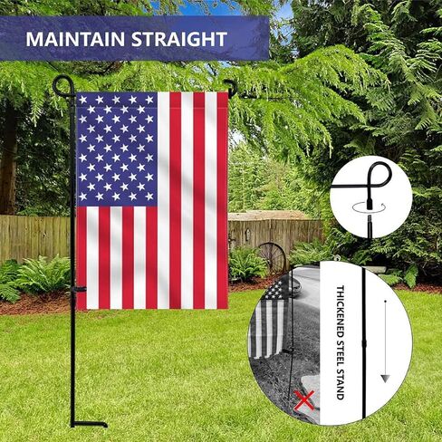 YEAHOME Garden Flag Holder Stand, 6mm Weather-Proof Yard Flag Pole Black Metal Powder-Coated Flagpole with Tiger Clip and Rubber Stopper for Garden Flags Outdoor Decoration in Kuwait
