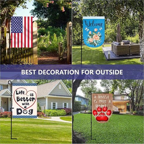 YEAHOME Garden Flag Holder Stand, 6mm Weather-Proof Yard Flag Pole Black Metal Powder-Coated Flagpole with Tiger Clip and Rubber Stopper for Garden Flags Outdoor Decoration in Kuwait