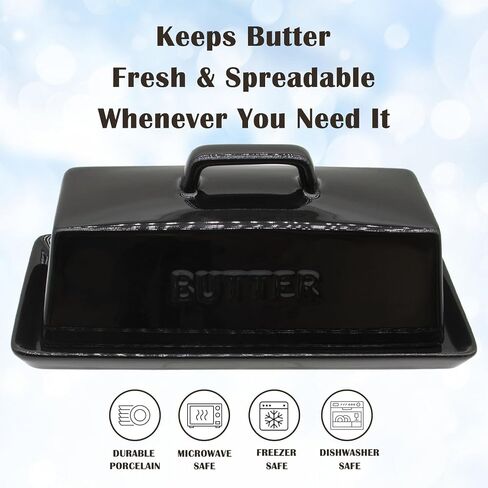 Ceramic Butter Dish With Lid for Countertop, Covered Butter Container, Large Butter Holder With Lid, Butter Tray With Handle White in Saudi Arabia
