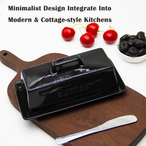 Ceramic Butter Dish With Lid for Countertop, Covered Butter Container, Large Butter Holder With Lid, Butter Tray With Handle White in Saudi Arabia