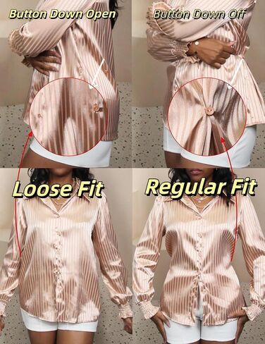 Blooming Jelly Womens Button Down Shirts Long Sleeve Business Casual Outfits Smocked Cuff Dressy Casual Fall 2025 Tops in Saudi Arabia
