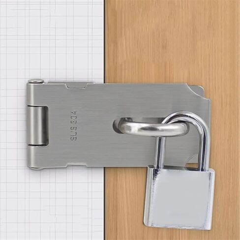 Stainless Steel Hasp Padlock 90 Degree Right Angle Door Clasp Lock Household Bolt Door Buckle with Screws 1Pcs(Medium-Right Angle) in Saudi Arabia