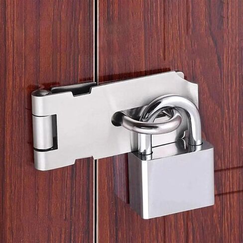 Stainless Steel Hasp Padlock 90 Degree Right Angle Door Clasp Lock Household Bolt Door Buckle with Screws 1Pcs(Medium-Right Angle) in Saudi Arabia