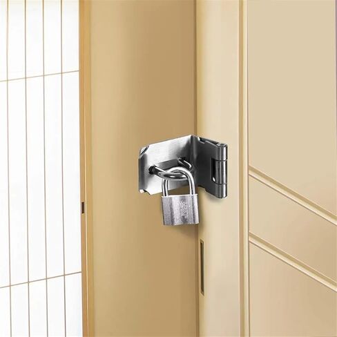 Stainless Steel Hasp Padlock 90 Degree Right Angle Door Clasp Lock Household Bolt Door Buckle with Screws 1Pcs(Medium-Right Angle) in Saudi Arabia