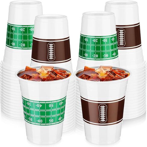 Baderke 50 PCS Game Day 16oz كرة قدم بلاستيك كؤوس كرة قدم يمكن التخلص منها بكميات كبيرة لحفلة كرات القدم وحدث الباب الخلفي ، وتوفير حفلات وحفلات مثالية لأعياد الميلاد تحت عنوان كرات القدم in Saudi Arabia