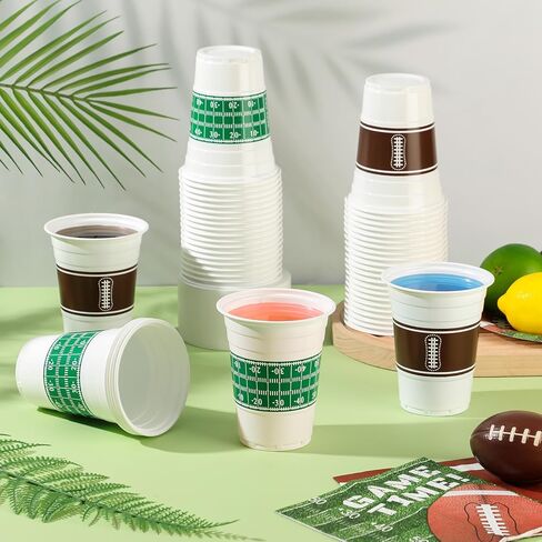Baderke 50 PCS Game Day 16oz كرة قدم بلاستيك كؤوس كرة قدم يمكن التخلص منها بكميات كبيرة لحفلة كرات القدم وحدث الباب الخلفي ، وتوفير حفلات وحفلات مثالية لأعياد الميلاد تحت عنوان كرات القدم in Saudi Arabia