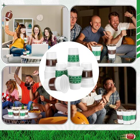 Baderke 50 PCS Game Day 16oz كرة قدم بلاستيك كؤوس كرة قدم يمكن التخلص منها بكميات كبيرة لحفلة كرات القدم وحدث الباب الخلفي ، وتوفير حفلات وحفلات مثالية لأعياد الميلاد تحت عنوان كرات القدم in Saudi Arabia
