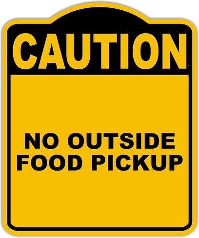 لا يوجد خارجي من الأطعمة الصغيرة تحذير أصفر أسود الألومنيوم المركب 8.5 × 10 بوصات in Kuwait