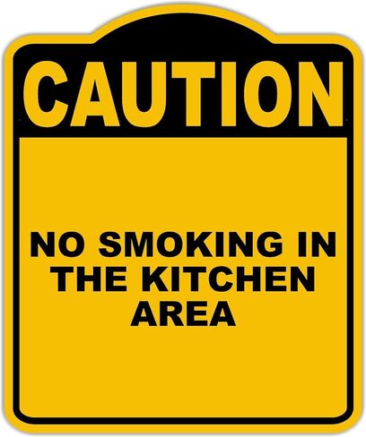 لا تدخين في منطقة المطبخ حذر أصفر أسود الألومنيوم المركب 20 × 24 بوصة in Kuwait