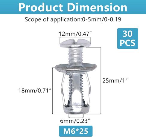 مرساة الأبواب المجوفة المعدنية ، مرساة الجدار المجوف للورقة البلاستيكية ، ورقة الكسوة الألومنيوم ، أنبوب فولاذي ، ورقة حديدية ، M6*25 ، 30pcs in Kuwait