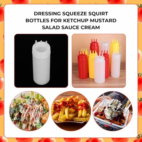 beyonday 3pcs Seasoning Squeeze Bottles, 3 Hole Ketchup Mustard Dressing Squeeze Squirt Bottles, Salad Sauce Condiment Cream Squeeze Bottles for Kitchen Restaurant Bakery(24oz, White) in Kuwait