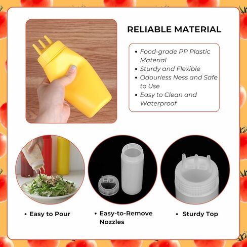 beyonday 3pcs Seasoning Squeeze Bottles, 3 Hole Ketchup Mustard Dressing Squeeze Squirt Bottles, Salad Sauce Condiment Cream Squeeze Bottles for Kitchen Restaurant Bakery(24oz, White) in Kuwait
