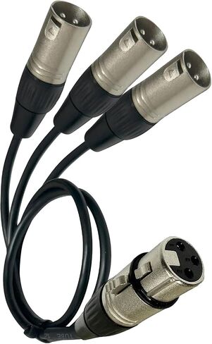 Premium 3 Way XLR Splitter Cable, Microphone Y Cable for Professional Audio Recording - 2ft Balanced (1 Female to 3 Male) in Saudi Arabia